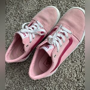 Girls Vans Pink Canvas Low-Top Sneakers with Dark Pink Stripe